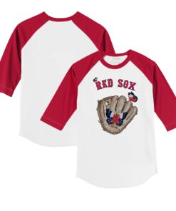 Toddler Boston Red Sox Tiny Turnip White/Red Butterfly Glove 3/4-Sleeve Raglan T-Shirt