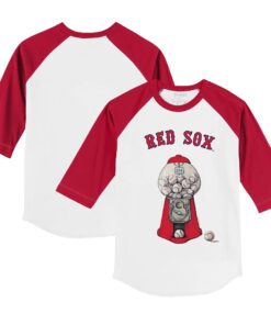 Toddler Boston Red Sox Tiny Turnip White/Red Gumball Machine 3/4-Sleeve Raglan T-Shirt