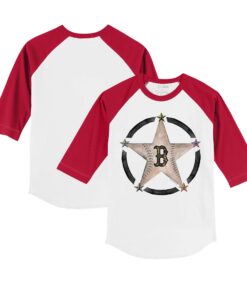 Toddler Boston Red Sox Tiny Turnip White/Red Military Star 3/4-Sleeve Raglan T-Shirt