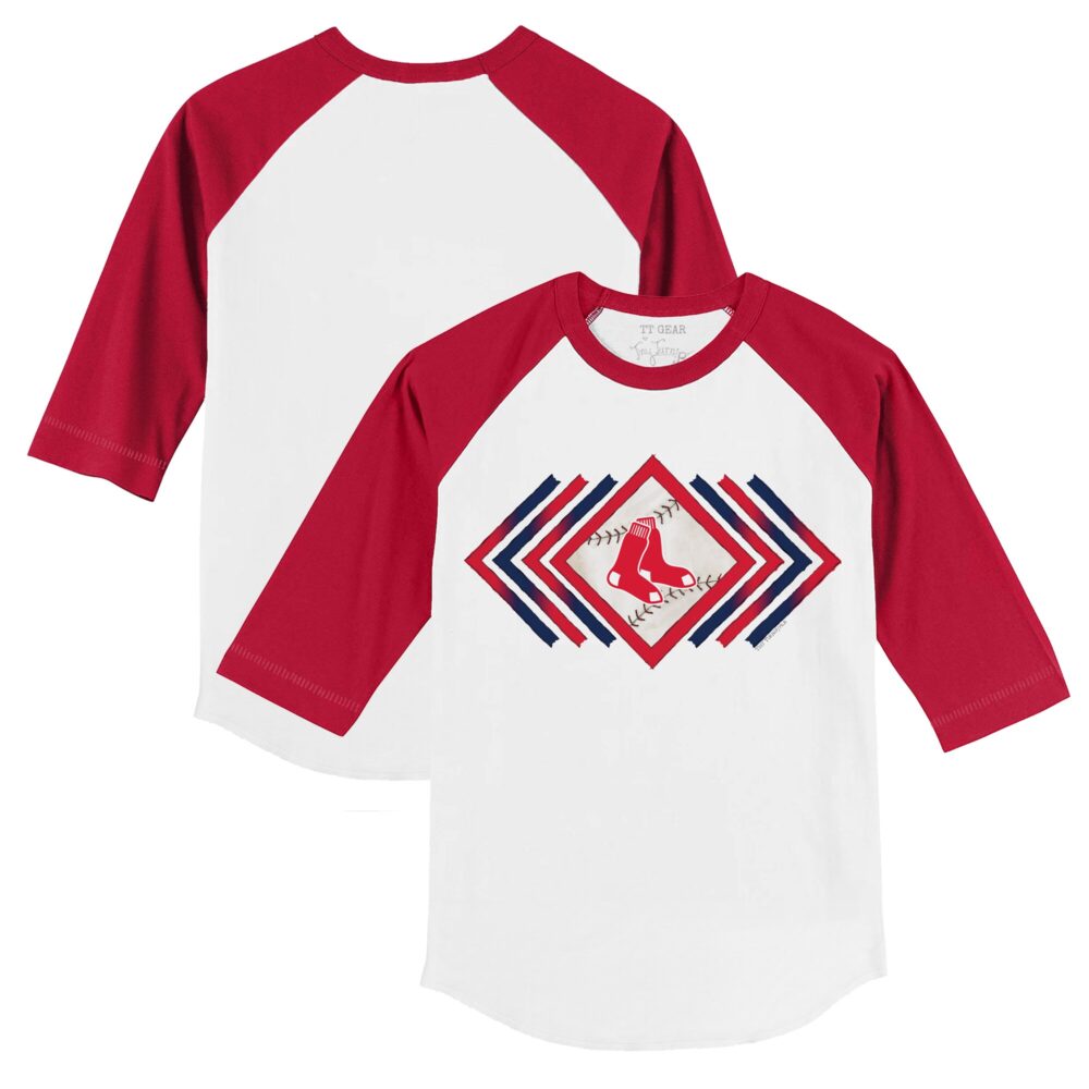 Toddler Boston Red Sox Tiny Turnip White/Red Prism Arrows 3/4-Sleeve Raglan T-Shirt