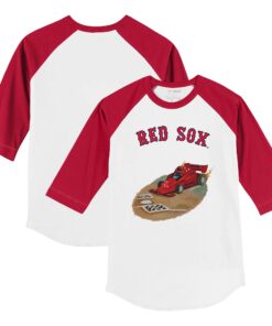 Toddler Boston Red Sox Tiny Turnip White/Red Race Car 3/4-Sleeve Raglan T-Shirt
