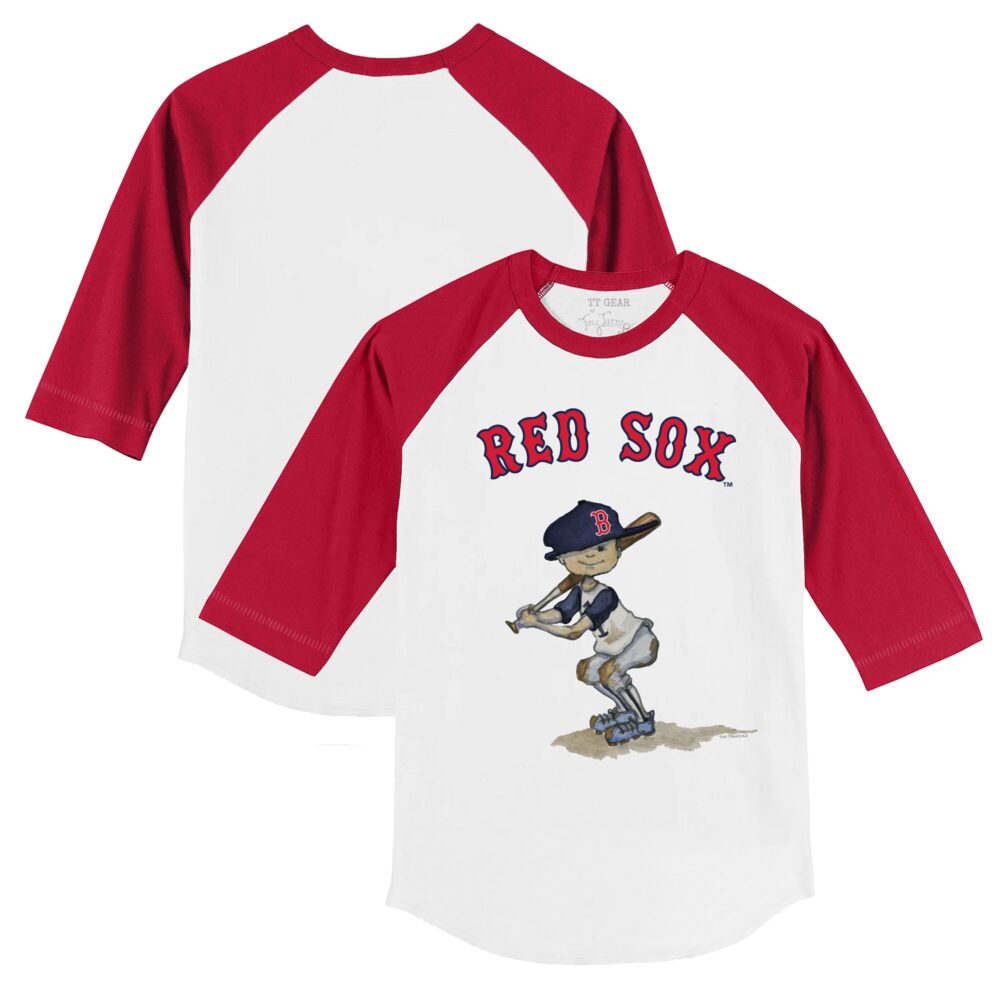 Toddler Boston Red Sox Tiny Turnip White/Red Slugger 3/4-Sleeve Raglan T-Shirt