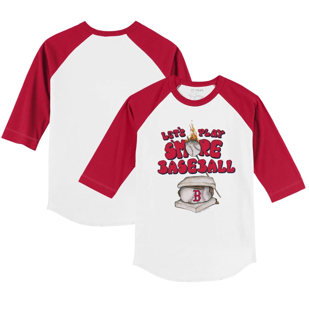 Toddler Boston Red Sox Tiny Turnip White/Red Smores 3/4-Sleeve Raglan T-Shirt