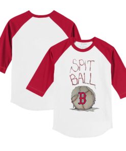 Toddler Boston Red Sox Tiny Turnip White/Red Spit Ball 3/4-Sleeve Raglan T-Shirt
