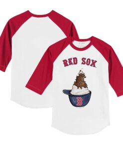 Toddler Boston Red Sox Tiny Turnip White/Red Sundae Helmet 3/4-Sleeve Raglan T-Shirt