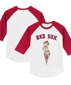 Toddler Boston Red Sox Tiny Turnip White/Red Triple Scoop 3/4-Sleeve Raglan T-Shirt