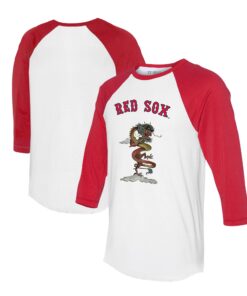 Unisex Boston Red Sox Tiny Turnip White/Red 2024 Year of the Dragon 3/4-Sleeve Raglan T-Shirt
