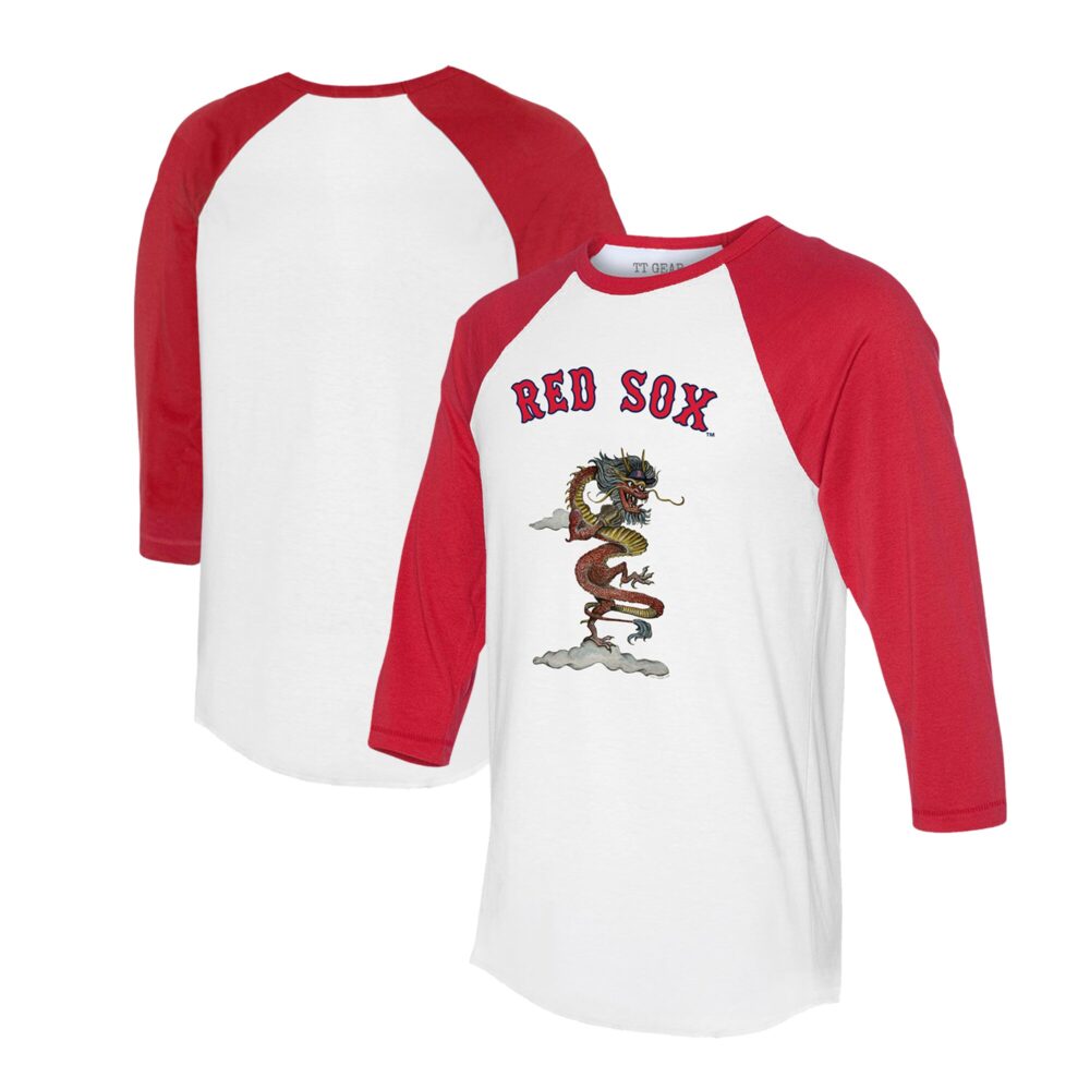 Unisex Boston Red Sox Tiny Turnip White/Red 2024 Year of the Dragon 3/4-Sleeve Raglan T-Shirt