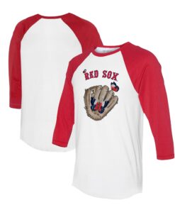 Unisex Boston Red Sox Tiny Turnip White/Red Butterfly Glove 3/4-Sleeve Raglan T-Shirt