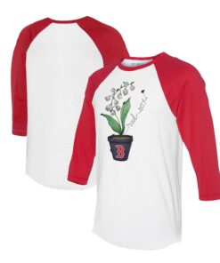 Unisex Boston Red Sox Tiny Turnip White/Red Lilies & Ladybugs 3/4-Sleeve Raglan T-Shirt