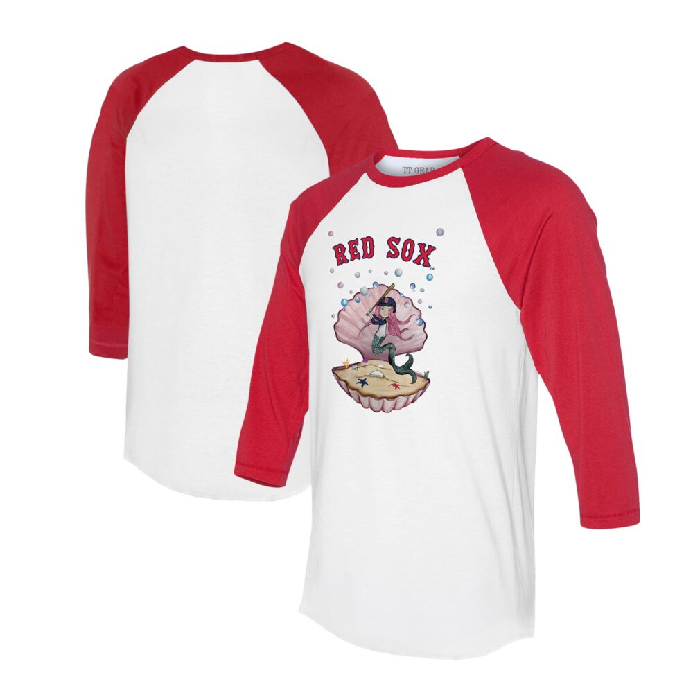 Unisex Boston Red Sox Tiny Turnip White/Red Mermaid 3/4-Sleeve Raglan T-Shirt