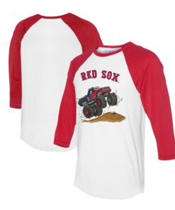 Unisex Boston Red Sox Tiny Turnip White/Red Monster Truck 3/4-Sleeve Raglan T-Shirt