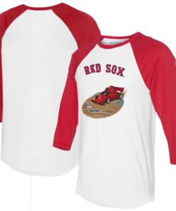 Unisex Boston Red Sox Tiny Turnip White/Red Race Car 3/4-Sleeve Raglan T-Shirt