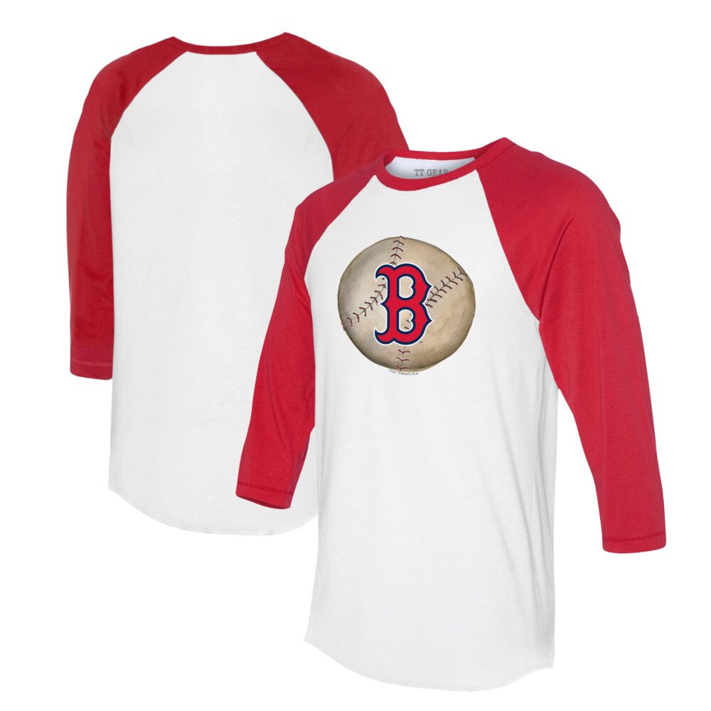 Unisex Boston Red Sox Tiny Turnip White/Red Stitched Baseball 3/4-Sleeve Raglan T-Shirt