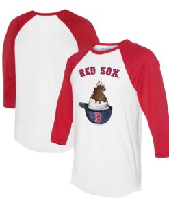 Unisex Boston Red Sox Tiny Turnip White/Red Sundae Helmet 3/4-Sleeve Raglan T-Shirt