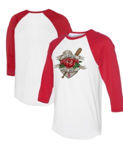 Unisex Boston Red Sox Tiny Turnip White/Red Tattoo Rose 3/4-Sleeve Raglan T-Shirt