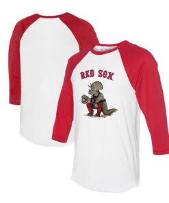 Unisex Boston Red Sox Tiny Turnip White/Red Triceratops 3/4-Sleeve Raglan T-Shirt