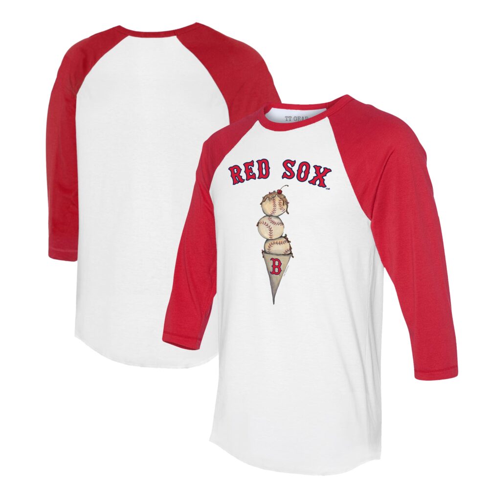 Unisex Boston Red Sox Tiny Turnip White/Red Triple Scoop 3/4-Sleeve Raglan T-Shirt