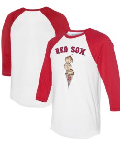 Unisex Boston Red Sox Tiny Turnip White/Red Triple Scoop 3/4-Sleeve Raglan T-Shirt