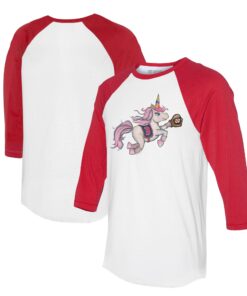Unisex Boston Red Sox Tiny Turnip White/Red Unicorn 3/4-Sleeve Raglan T-Shirt