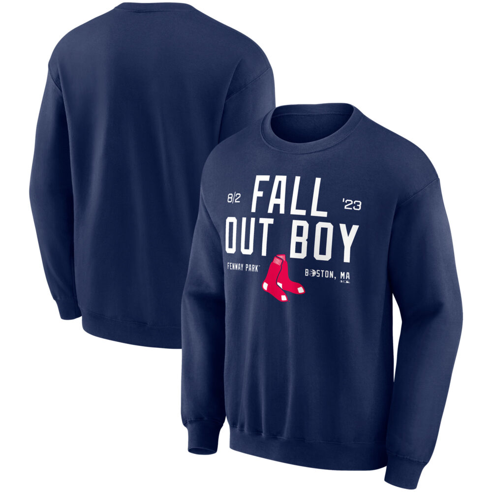 Unisex Fall Out Boy Navy Fenway Park Tour Crewneck Pullover Sweatshirt