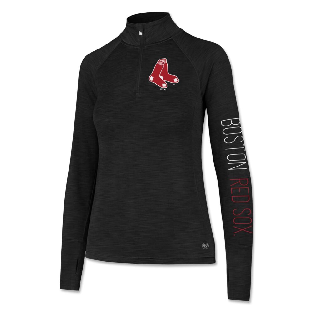 Women's Boston Red Sox  '47 Black Impact Quarter-Zip Pullover Top