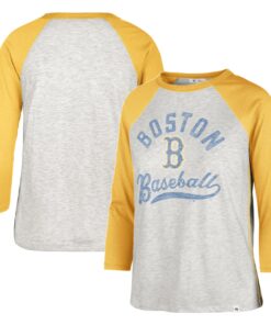 Women's Boston Red Sox '47 Gray City Connect Retro Daze Ava Raglan 3/4-Sleeve T-Shirt