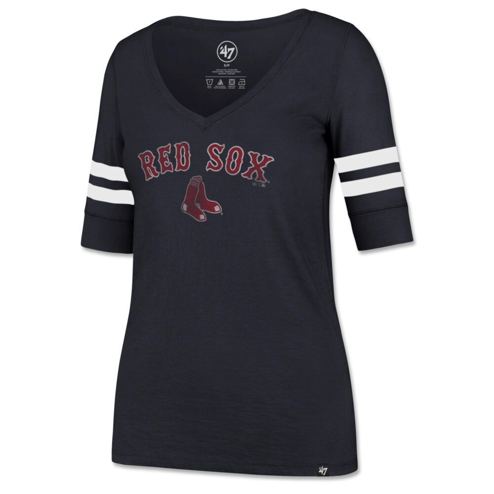 Women's Boston Red Sox  '47 Navy Flanker Stripe T-Shirt
