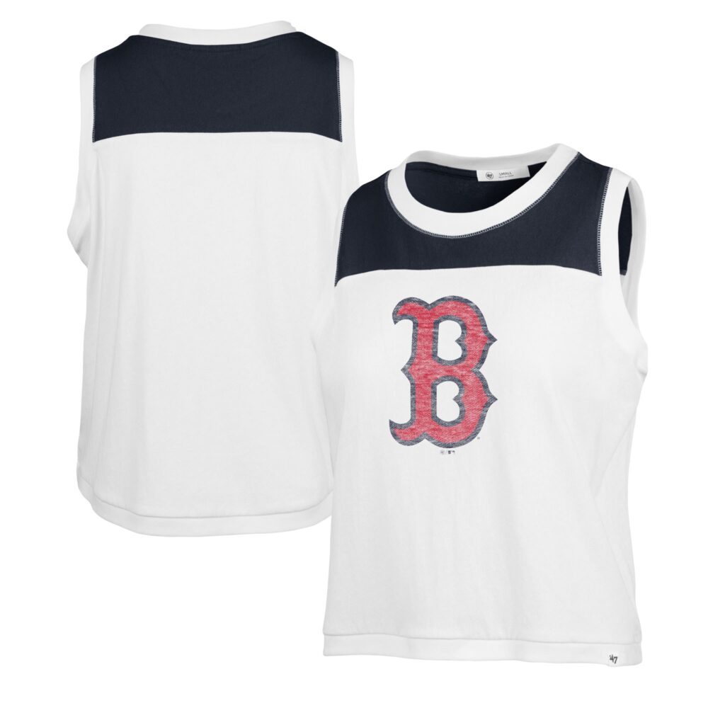 Women's Boston Red Sox '47 White Premier Zoey Waist Length Tank Top