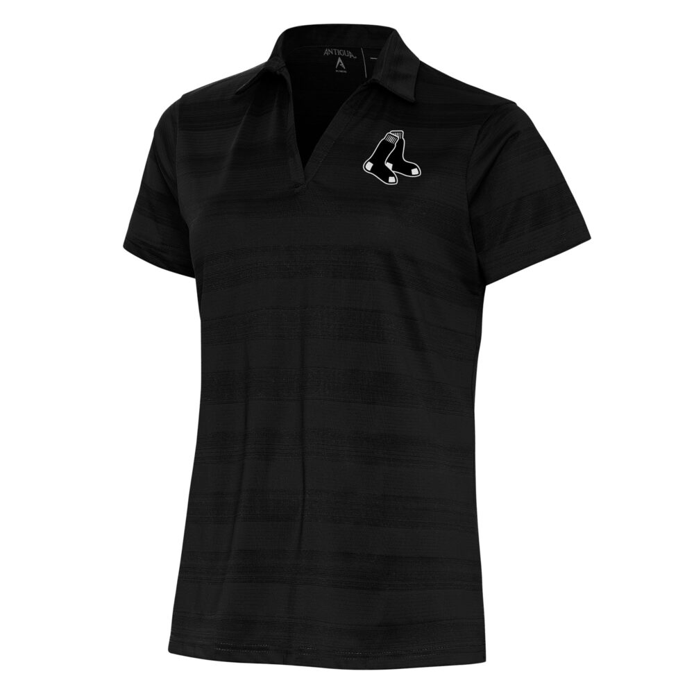 Women's Boston Red Sox  Antigua Black Brushed Metallic Compass Polo
