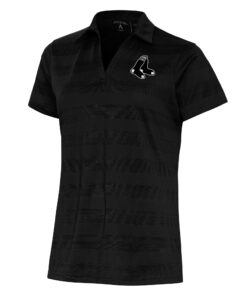 Women's Boston Red Sox  Antigua Black Brushed Metallic Compass Polo
