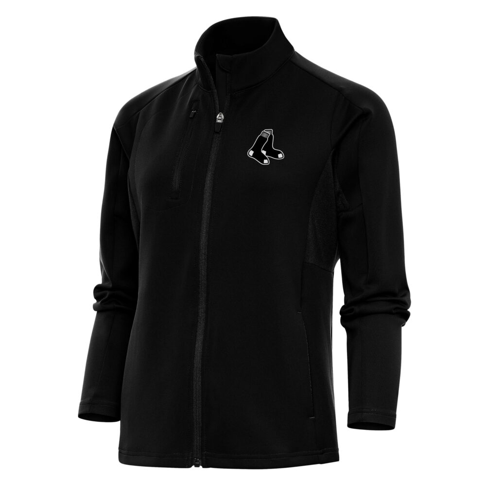 Women's Boston Red Sox  Antigua Black Brushed Metallic Generation Full-Zip Jacket
