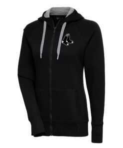 Women's Boston Red Sox  Antigua Black Brushed Metallic Victory Full-Zip Hoodie