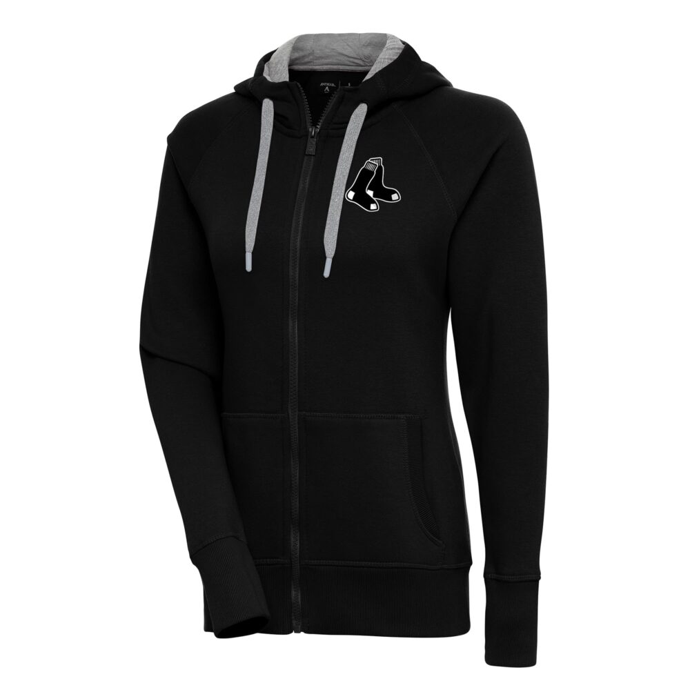 Women's Boston Red Sox  Antigua Black Brushed Metallic Victory Full-Zip Hoodie