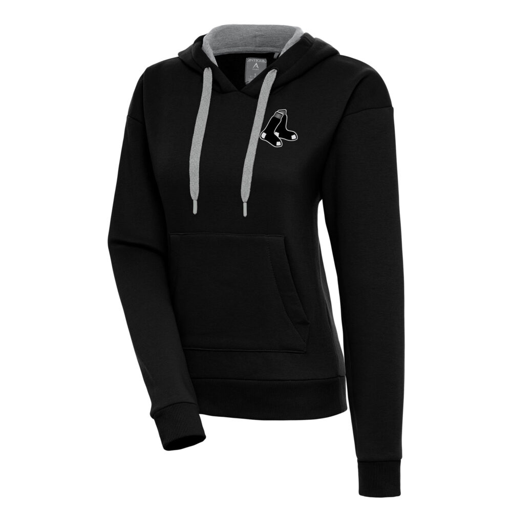 Women's Boston Red Sox  Antigua Black Brushed Metallic Victory Pullover Hoodie