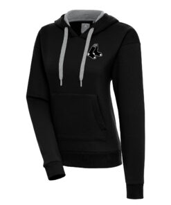Women's Boston Red Sox  Antigua Black Brushed Metallic Victory Pullover Hoodie