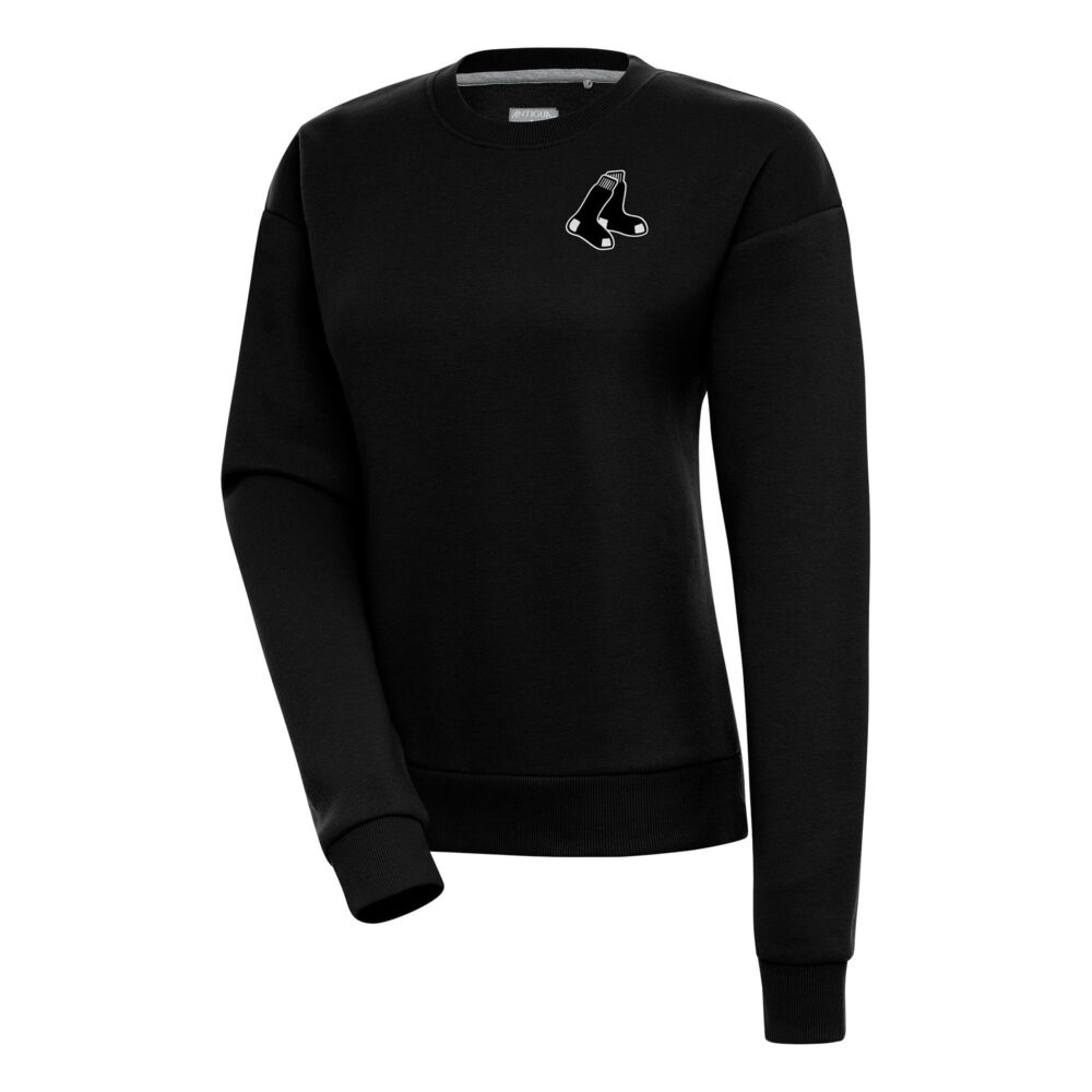 Women's Boston Red Sox  Antigua Black Brushed Metallic Victory Pullover Sweatshirt