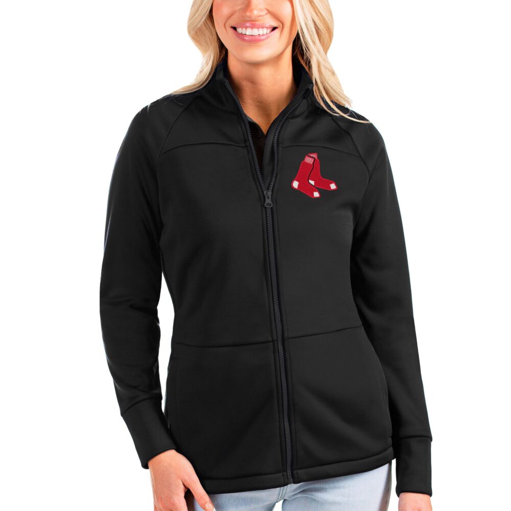 Women's Boston Red Sox Antigua Black Links Full-Zip Golf Jacket
