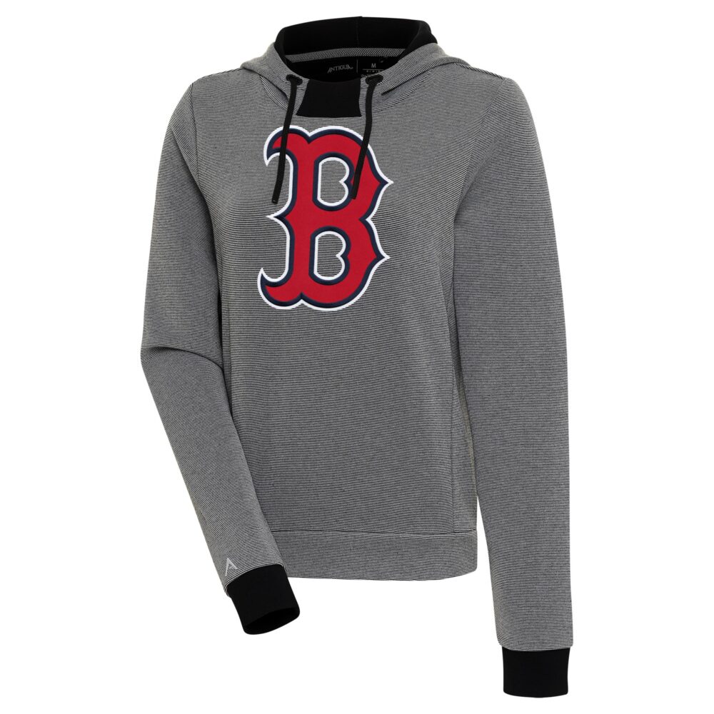 Women's Boston Red Sox  Antigua Black/White Axe Bunker Tri-Blend Pullover Hoodie