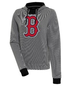 Women's Boston Red Sox  Antigua Black/White Axe Bunker Tri-Blend Pullover Hoodie