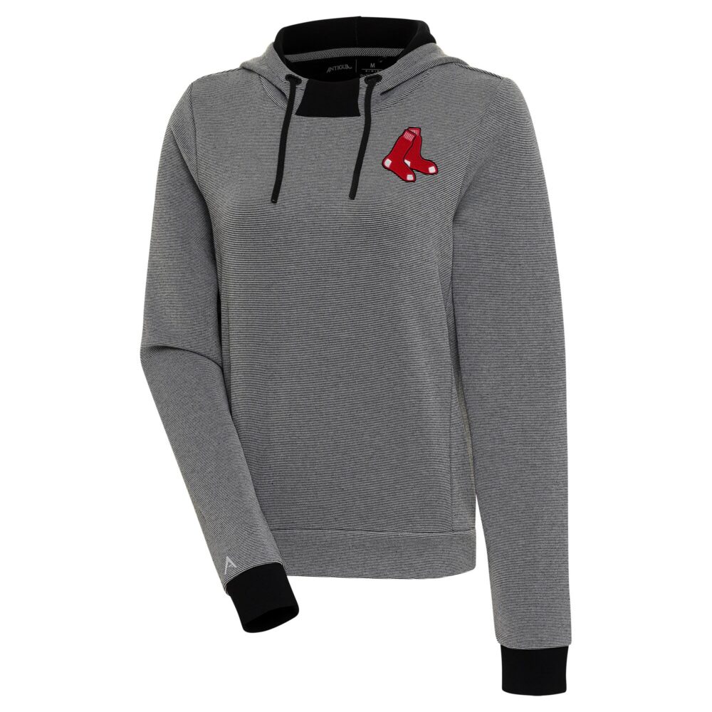 Women's Boston Red Sox  Antigua Black/White Axe Bunker Tri-Blend Pullover Hoodie