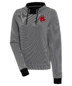 Women's Boston Red Sox  Antigua Black/White Axe Bunker Tri-Blend Pullover Hoodie