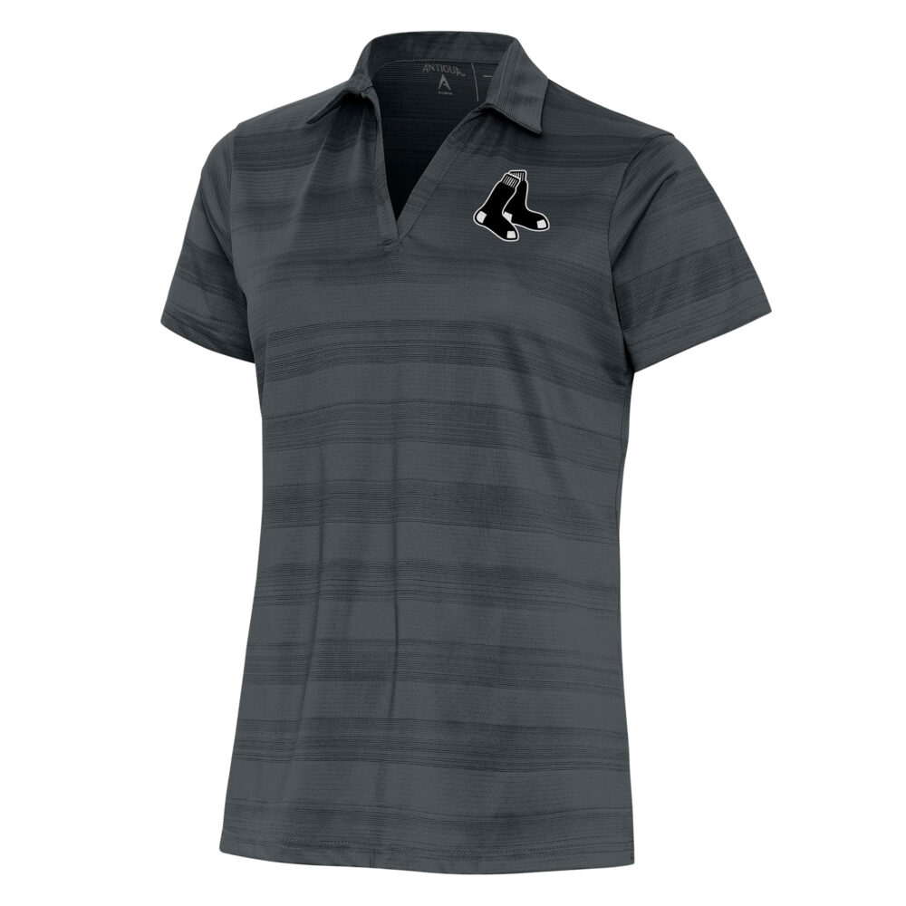 Women's Boston Red Sox  Antigua Charcoal Brushed Metallic Compass Polo