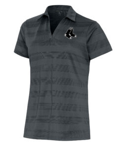 Women's Boston Red Sox  Antigua Charcoal Brushed Metallic Compass Polo
