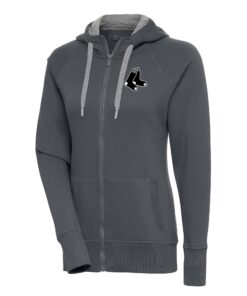 Women's Boston Red Sox  Antigua Charcoal Brushed Metallic Victory Full-Zip Hoodie