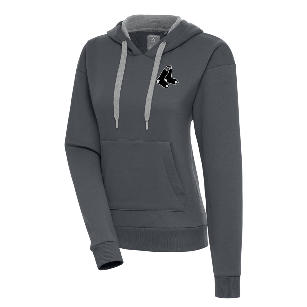 Women's Boston Red Sox  Antigua Charcoal Brushed Metallic Victory Pullover Hoodie