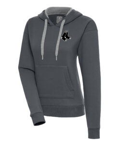 Women's Boston Red Sox  Antigua Charcoal Brushed Metallic Victory Pullover Hoodie