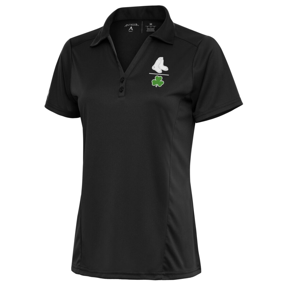Women's Boston Red Sox  Antigua Charcoal Shamrock Tribute Polo