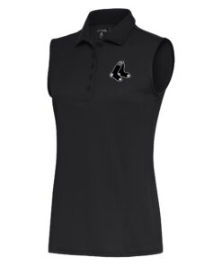 Women's Boston Red Sox  Antigua Gray Brushed Metallic Sleeveless Tribute Polo