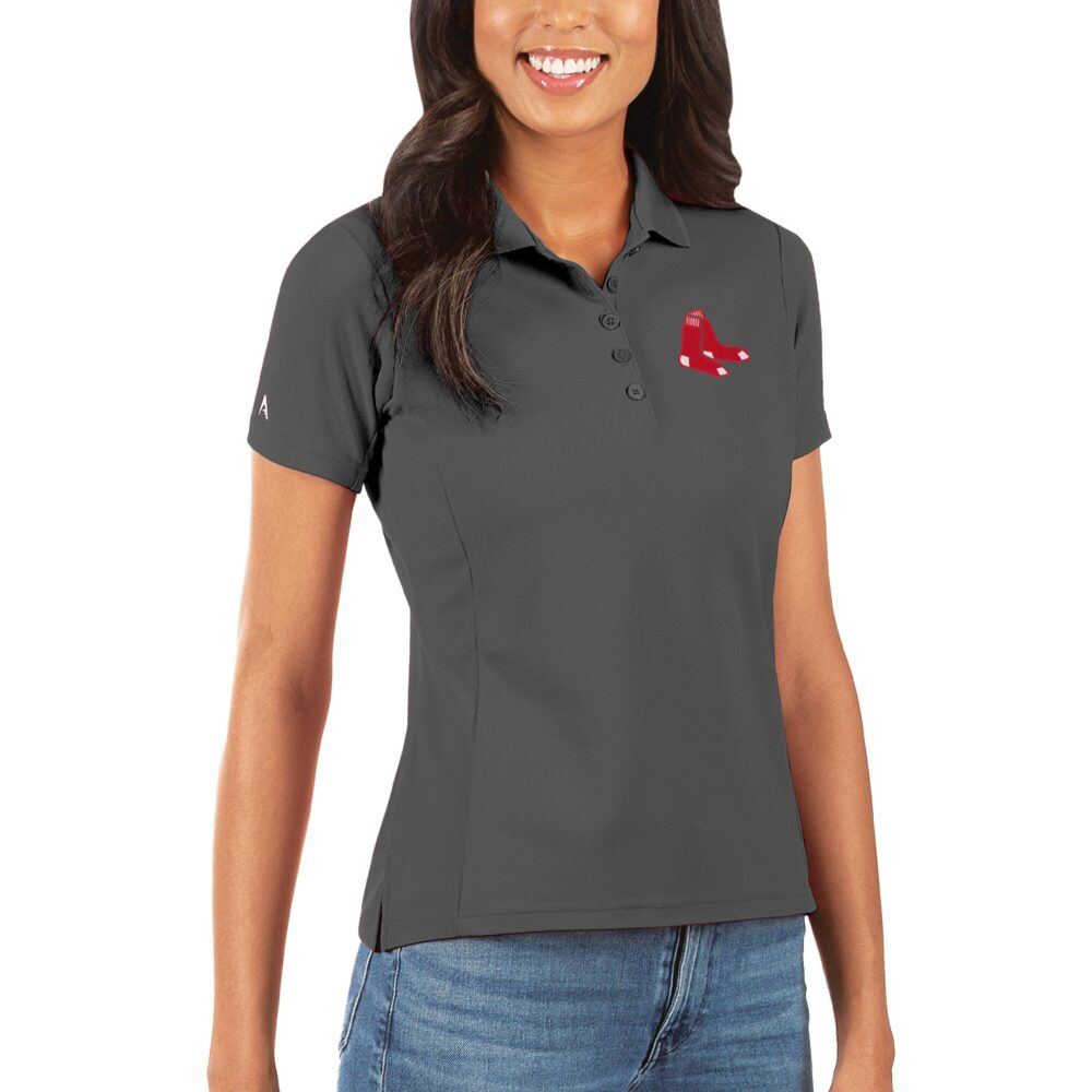 Women's Boston Red Sox Antigua Gray Legacy Pique Polo